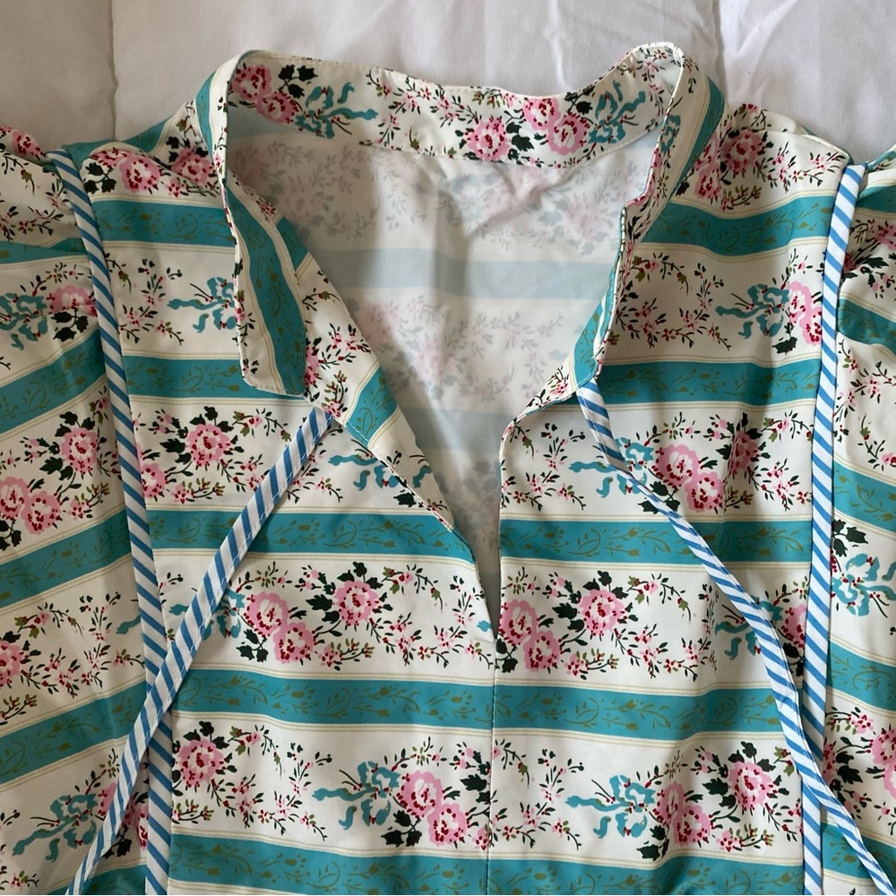SHEIN Floral Striped Maxi Dress - Green, White, and Pink - Picture 5 of 7